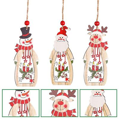 Christmas Ornaments Xmas Tree Wooden Pendants Hanging Wood Craft Decorations HOT $1.36