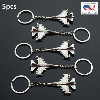 5pcs Fighter Jet F16 Metal Military Air Force Plane Keychain Silver Cool Gift $14.99