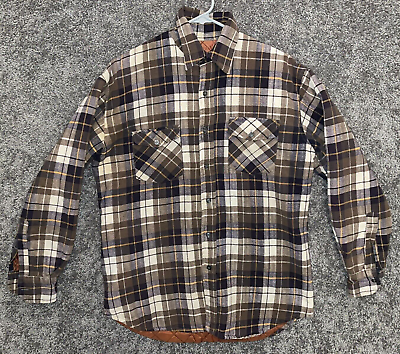 Grizzly Mens Med Quilted Flannel Vintage Snap Front Plaid Heavy Padded Shirt $34.77