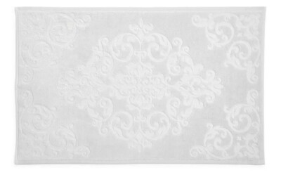 Hotel Collection Classic Textured Scroll Bath Rug Pearl Grey 22 x 36 Gray $29.99