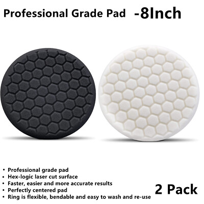 8Inch Hex Logic foam Polishing spong pads Buffing Pad Look amp; Loop Grade Pad 2PCS $17.10