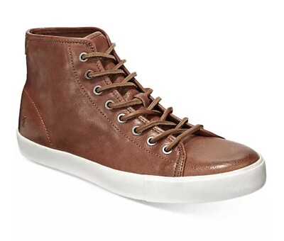 Mens Frye Brett High Top Sneaker Shoes Lace Up Boot Cognac Brown Leather 8 EUC $38.00