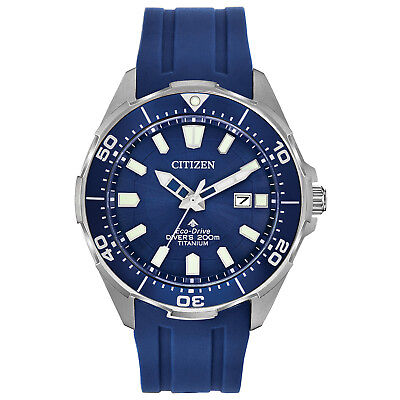 Citizen Eco Drive Men#x27;s Promaster Diver Titanium Blue 44mm Watch BN0201 02M $176.99