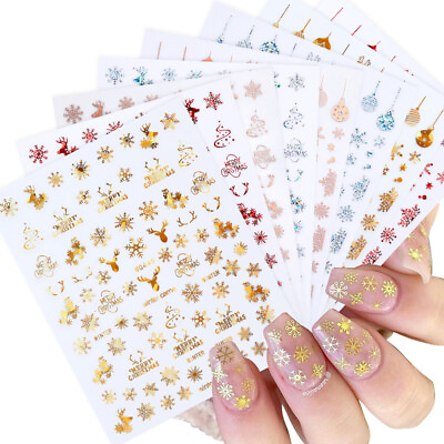 Christmas 3D Nail Art Stickers Holographic Valentine#x27;s Day Adhesive Decals Decor $0.99