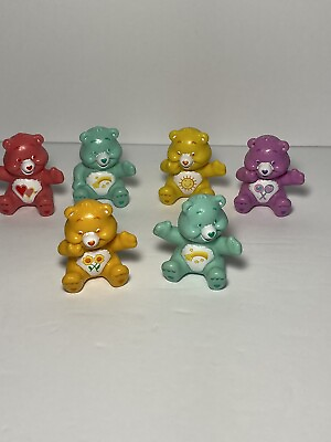 Rare Care Bears 1.5quot; Sitting Plastic figures lot of 6 $24.99