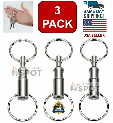 3 Pack Detachable Pull Apart Quick Release Keychain Key Rings US Free Shipping $5.32
