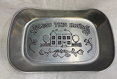 Wilton Armetale Platter Pewter Bless This House Dish Bread Serving Tray $13.95