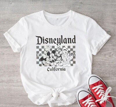 Vintage Disneyland Checkered Est 1955 California Retro Mickey amp; Friends T shirt $27.99