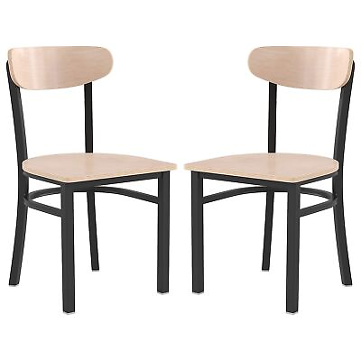 Flash Furniture Wright Transitional Steel and Wood Dining Chairs Natural Birch $220.03