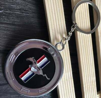 Ford Mustang Logo Silver Metal Keychain Key Chain Ring Roush Performance Racing $8.99