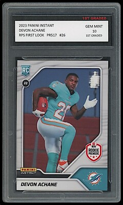 DEVON ACHANE 2023 PANINI INSTANT RPS FIRST LOOK 1ST GRADED 10 NFL ROOKIE CARD RC $35.99