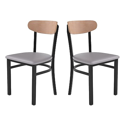 Flash Furniture Wright Transitional Steel Wood and Vinyl Dining Chairs Birch $214.33