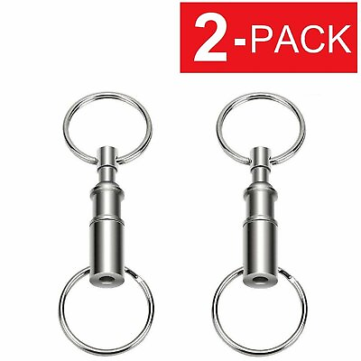 2 Pack Detachable Pull Apart Quick Release Keychain Key Rings US Free Shipping $4.15