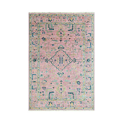 5x7 Pink Hand Knotted Transitional Patterned Oushak Wool Area Rug $549.00