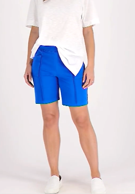 Denim amp; Co. Active Duo Stretch Shorts with Pintuck Detail CLASSIC BLUE LARGE $16.99
