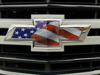 Fits Chevy Tahoe Silverado Suburban Emblem Bowtie American Flag Overlay Decal $13.65