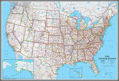 United States US USA Wall Map Poster Classic Blue Edition by Swiftmaps $59.99