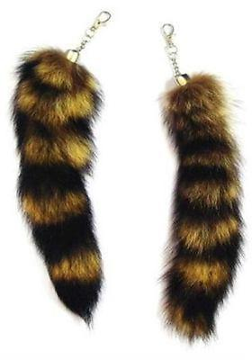 LARGE RACCOON TAIL KEY CHAIN rendezvous animal fur racoons tails new keychain $3.44