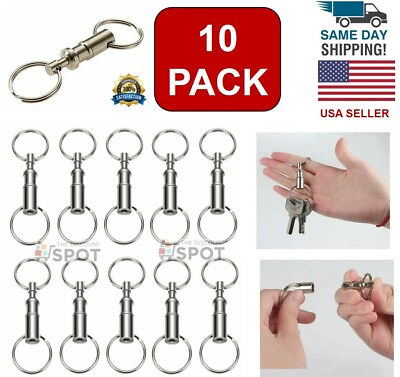 10 Pack Detachable Pull Apart Quick Release Keychain Key Rings US Free Shipping $11.26