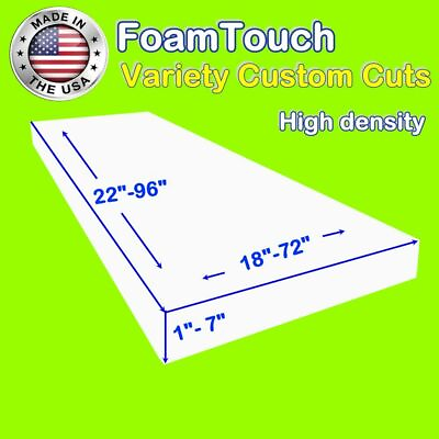 Variety of FoamTouch High Density Custom Cut Upholstery Foam Cushion Replacement $54.99