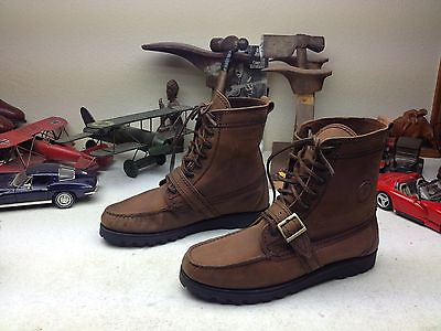 DISTRESSED BROWN LEATHER FRYE LACE UP BUCKLE TRAIL BOSS BOOTS 11 M $149.99