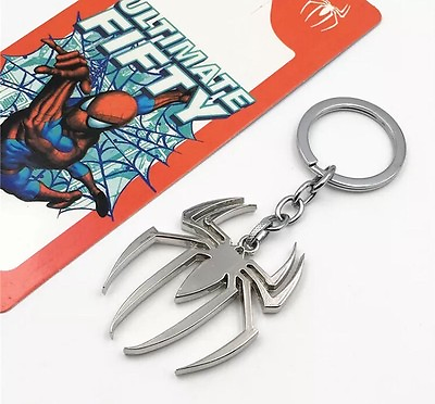 Spider Man Spider Logo Marvel Superhero Keychain Silver Spiderman 1.5â€� US Seller $7.99