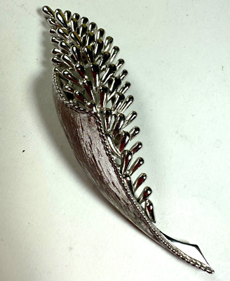 Vintage Brooch Trifari Leaf Silver Textured Signed Textured Botanical $26.00
