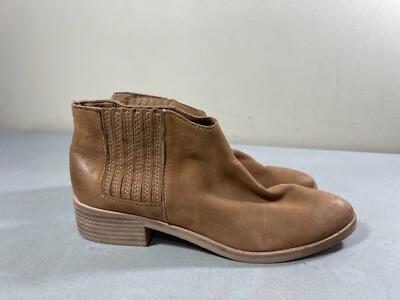 DOLCE VITA WOMEN#x27;S BROWN LEATHER PULL ON BLOCK HEEL ANKLE BOOTS SIZE 10 $24.99