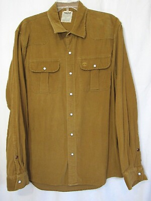 Timberland Tan Brown Corduroy Vintage Snap Down Long Sleeve Shirt Size XL EUC $23.96