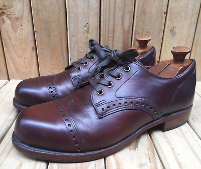 FRYE Lace Up Leather Low Brown Cap Toe Dress Shoes Size USA 10.5 M UK 9.5 $99.99