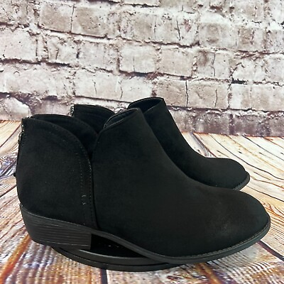 Journee Collection Solid Black Heel Zip Block Heel Ankle Boots Booties Size 9 $26.21