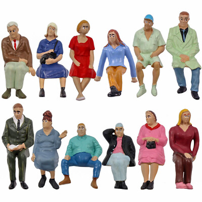 12pcs Model Trains G scale 1:25 Sitting Figure Seated People 12 Different Poses $14.99