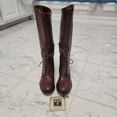 FRYE 76937 MELISSA LACE RIDING BOOTS IN SPICE LEATHER REDWOOD Size 7B $85.00