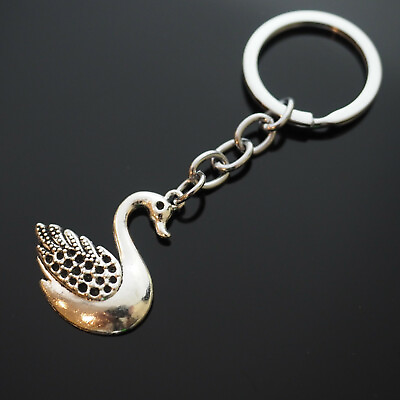 Swan Keychain Silver Pendant Charm Key Chain Love Gift $6.49