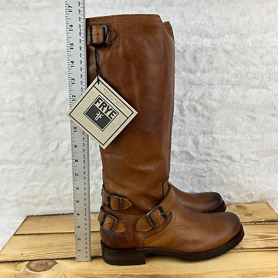 Frye Boots Womens Size 9.5 B Veronica Back Zip Cognac Brown Leather 77552 NEW $242.99