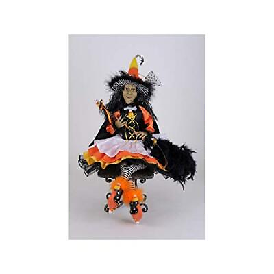 Karen Didion Sitting Candy Corn Witch Halloween Figurine 25 Inch Multicolor $89.99