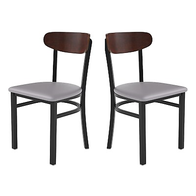Flash Furniture Wright Transitional Steel Wood and Vinyl Dining Chairs Walnut $214.33