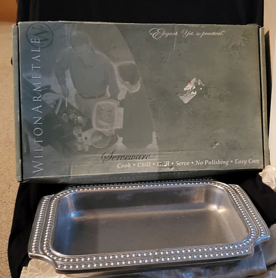 NEW IN BOX Wilton Armetale Pewter Flutes and Pearls 14quot; x 11quot; Casserole Dish $39.00