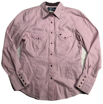 Cowboy Equipment 4her Shirt Woman Polka Dot Pink Black Vintage Snap Pearl $26.99