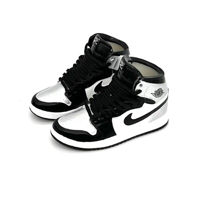 Jordan 1 Sneaker keychain shoe keychain silver toe black $7.99