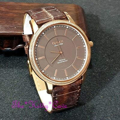 Gents Classic OMAX Slim Rose Gold Seiko Movt Brown Leather Dress Watch SX09R55I C $45.84