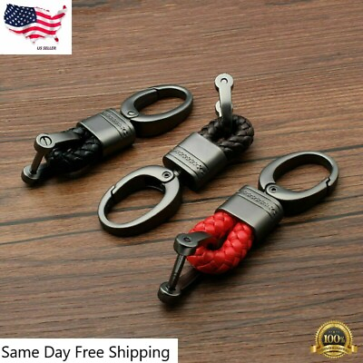 Men Creative Metal Leather Key Chain Ring Keyfob Car Keyring Keychain Holder $3.99