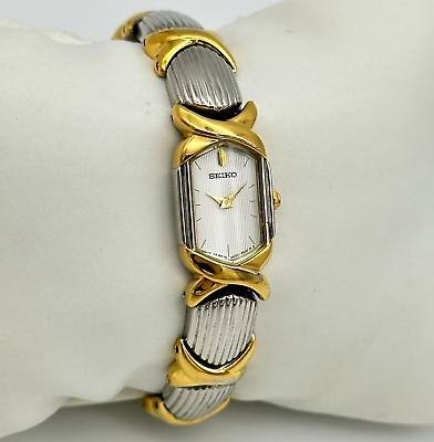 Vintage 1990s Ladies SEIKO Classic Two Tone Quartz Bracelet Watch 14mm 2E20 7380 $39.99