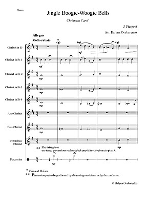 Jingle Bells ChristmasÂ  Boogie Woogie arrang clarinet choir score and parts PDF GBP 6.99