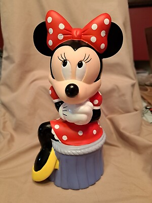 Disney Minnie Mouse Coin Bank Sitting Plastic Rubber With Stopper 9quot; x 6quot; $12.99