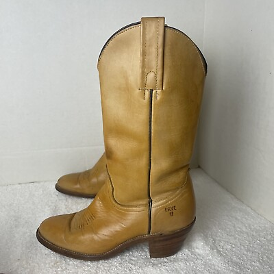Frye Boots Women#x27;s 6.5 B #6258 Tan Leather Cowboy Dancing Western Pull On $44.95
