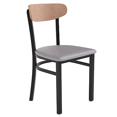Flash Furniture Wright Transitional Steel Wood and Vinyl Dining Chairs Natural $183.29