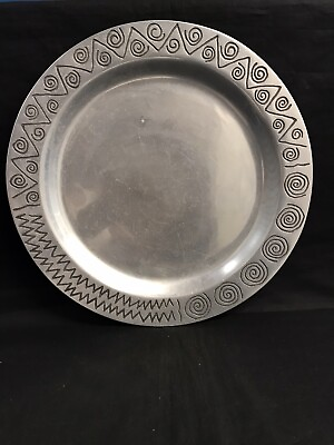 Wilton Armetale Reggae 14 1 4quot; Large Round Serving Tray Platter Made in USA $24.99