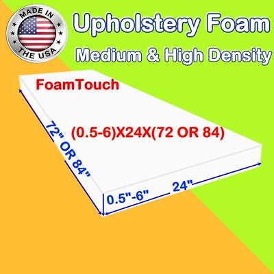 Upholstery FoamTouch Foam Seat Cushion Replacement 24quot; x 72quot; amp; 24quot; x 84quot; $36.91