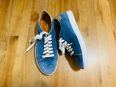 Frye lace up womenâ€™s suede leather sneaker shoes blue beige NWOB size 8.5 $59.99